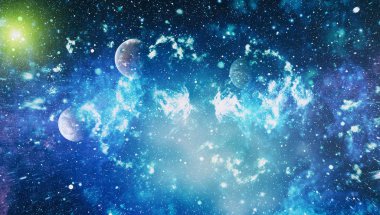 Uzayda ateşli bir patlama. Evrenin soyut çizimi. Bu görüntünün elementleri NASA tarafından desteklenmektedir