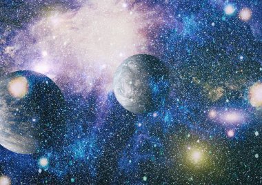 Uzayda ateşli bir patlama. Evrenin soyut çizimi. Bu görüntünün elementleri NASA tarafından desteklenmektedir