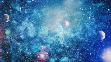 Uzayda ateşli bir patlama. Evrenin soyut çizimi. Bu görüntünün elementleri NASA tarafından desteklenmektedir