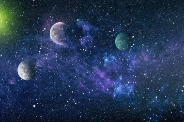 Uzayda ateşli bir patlama. Evrenin soyut çizimi. Bu görüntünün elementleri NASA tarafından desteklenmektedir