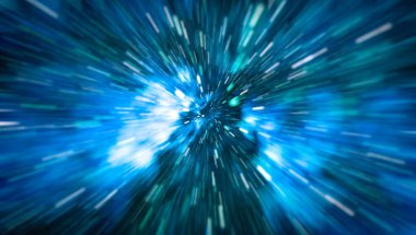 Mavi yıldız yolundaki warp veya hiperuzay hareketinin soyut özelliği.