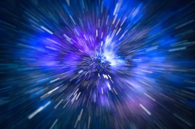 Mavi yıldız yolundaki warp veya hiperuzay hareketinin soyut özelliği.