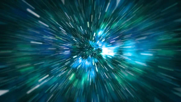 Mavi yıldız yolundaki warp veya hiperuzay hareketinin soyut özelliği.