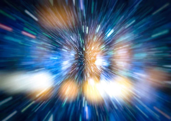 Abstract of warp or hyperspace motion in blue star trail. — Stock Photo, Image
