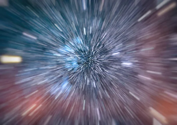 Abstract of warp or hyperspace motion in blue star trail. — Stock Photo, Image