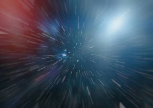 青色星の軌跡におけるワープ運動や超空間運動の概要. — ストック写真