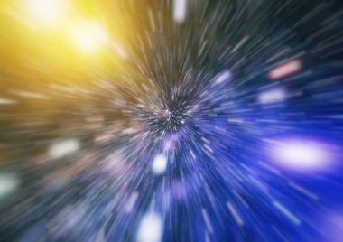 Mavi yıldız yolundaki warp veya hiperuzay hareketinin soyut özelliği.