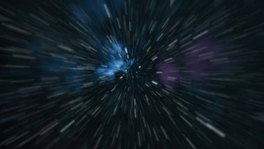 Mavi yıldız yolundaki warp veya hiperuzay hareketinin soyut özelliği.