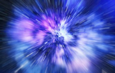 Mavi yıldız yolundaki warp veya hiperuzay hareketinin soyut özelliği.