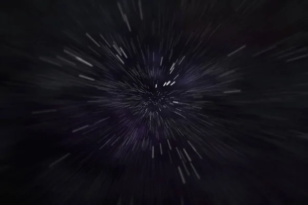 Abstrakt av warp eller hyperrymd rörelse i blå stjärna spår. — Stockfoto