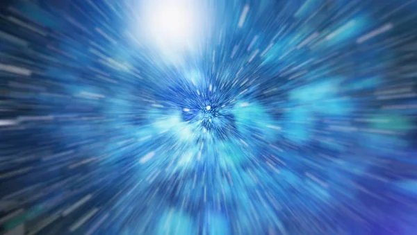 Abstract of warp or hyperspace motion in blue star trail. — Stock Photo, Image