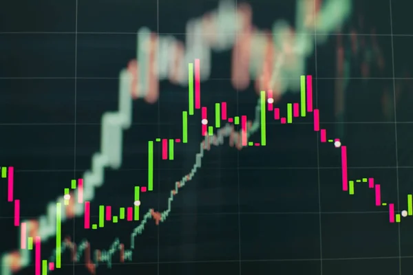 Aktiehandel, crypto valuta bakgrundAffärsplanen vid mötet och analysera finansiella siffror för att se resultatet av företaget. — Stockfoto
