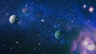 Uzaydaki gezegenler, yıldızlar ve galaksiler uzay keşiflerinin güzelliğini gösteriyor. NASA tarafından döşenmiş elementler