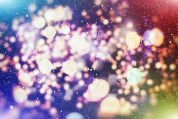 Abstrait flou de bleu et argent scintillant ampoules lumineuses fond : flou de Noël fond d'écran décorations concept.xmas vacances festival toile de fond : scintillement cercle allumé célébrations affichage . — Photo