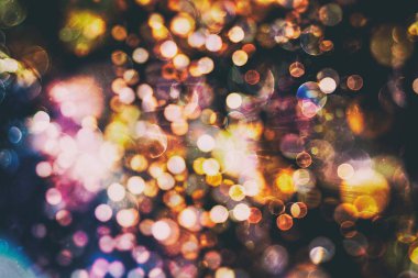 Disko ışıkları. Bokeh ışıkları ve yıldızları olan zarif soyut arkaplan