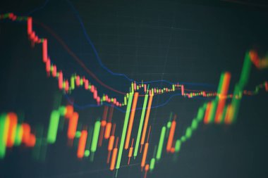 Toplantıdaki iş planı ve şirketin performansını görmek için finansal rakamları analiz etmek. Pazar Analizi 'ni içeren bir monitördeki veriler.