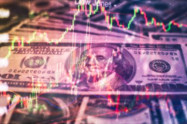 Borsa yatırım ticaret mum çubuk grafik grafik. Forex grafik grafik dijital ekran üzerinde.