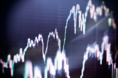 Toplantıdaki iş planı ve şirketin performansını görmek için finansal rakamları analiz etmek. Pazar Analizi 'ni içeren bir monitördeki veriler.