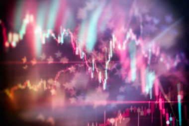 İş başarısı ve büyüme kavramı. Dijital ekran üzerindeki pazar grafiği. Eski pazar, altın pazarı ve ham petrol pazarı