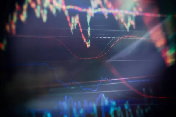 Analyzing in trading market. Working set for analyzing financial statistics and analyzing a market data. Data analyzing from charts and graph to find out the result. — Stock Photo, Image