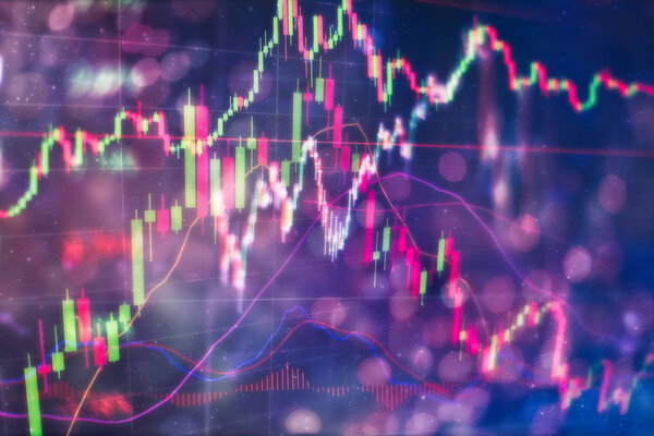 График торговли акциями при свечах. График Forex на цифровом экране
.