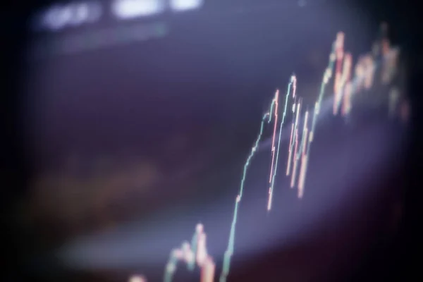 Свічка stick графік схема торгівлі на фондовому ринку інвестицій. Forex графік діаграма на екрані цифрові. — стокове фото