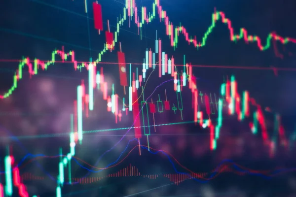 Candle stick graph diagramra tőzsdei befektetési kereskedési. A Forex graph diagramra a digitális képernyõn. — Stock Fotó