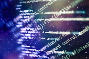 Büyük veri depolama ve bulut bilgi işlem temsili. Programlama kodu .