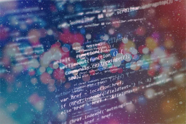 Überwachen Sie die Nahaufnahme des Funktionsquellcodes. Abstrakter Hintergrund der IT-Technologie. Software-Quellcode. — Stockfoto