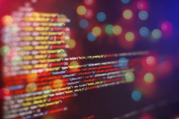 Monitor closeup of function source code. Abstract IT technology background. Software source code. — Stock Photo, Image