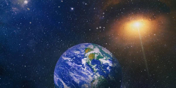 Planète terrestre dans la galaxie utilisation pour la conception de la science. Terre et galaxies dans l'espace. Art de la science-fiction. Éléments de cette image fournis par la NASA . — Photo