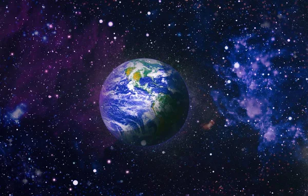 Earth planet in galaxy use for science design . Earth and galaxies in space. Science fiction art. Elements of this image furnished by NASA. — Stock Photo, Image