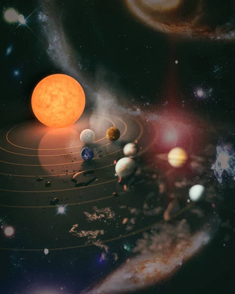 Solar system planet, comet, sun and star. Sun, mercury, Venus, planet earth, Mars, Jupiter, Saturn, Uranus, Neptune. Elements of this image furnished by NASA. — Stock Photo, Image