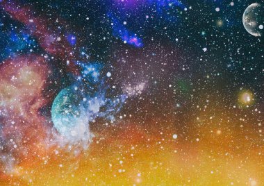 Evrenin arka plan. Yıldız kümesi ve Bulutsusu - uzayda bir bulut. Soyut astronomik gökada. Nasa tarafından döşenmiş bu görüntü unsurları.