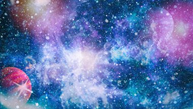 Evrenin arka plan. Yıldız kümesi ve Bulutsusu - uzayda bir bulut. Soyut astronomik gökada. Nasa tarafından döşenmiş bu görüntü unsurları.