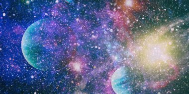 Uzaydaki gezegenler, yıldızlar ve galaksiler uzay keşiflerinin güzelliğini gösteriyor. NASA tarafından döşenmiş elementler