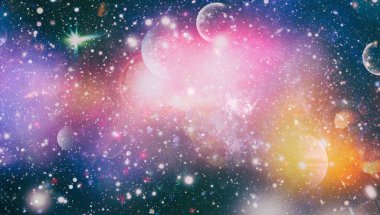 Uzaydaki gezegenler, yıldızlar ve galaksiler uzay keşiflerinin güzelliğini gösteriyor. NASA tarafından döşenmiş elementler