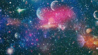 Uzaydaki gezegenler, yıldızlar ve galaksiler uzay keşiflerinin güzelliğini gösteriyor. NASA tarafından döşenmiş elementler