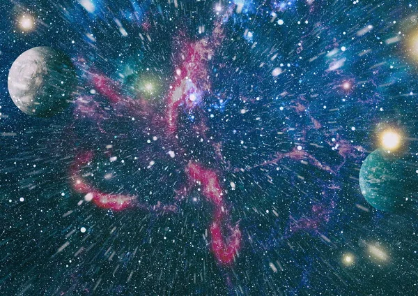 Nebulosa noche cielo estrellado en colores arco iris. Espacio exterior multicolor. Elementos de esta imagen proporcionados por la NASA . —  Fotos de Stock