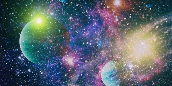 Uzaydaki gezegenler, yıldızlar ve galaksiler uzay keşiflerinin güzelliğini gösteriyor. NASA tarafından döşenmiş elementler — Stok fotoğraf