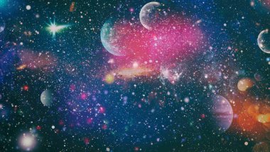 Uzaydaki gezegenler, yıldızlar ve galaksiler uzay keşiflerinin güzelliğini gösteriyor. NASA tarafından döşenmiş elementler