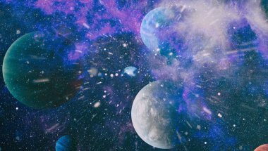 Fiery explosion in space. Colorful deep space. Universe concept background. Elements of this image furnished by NASA