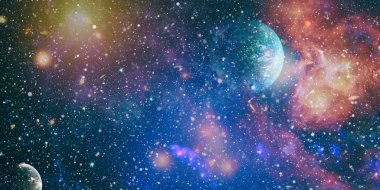 Fiery explosion in space. Colorful deep space. Universe concept background. Elements of this image furnished by NASA