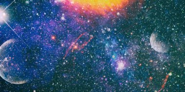 Yüksek çözünürlüklü yıldız alanı, renkli gece gökyüzü alanı. Nebula ve uzaydaki galaksiler. Astronomi kavramı arka plan. Nasa tarafından döşenmiş bu görüntünün elemanları