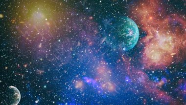 Yüksek çözünürlüklü yıldız alanı, renkli gece gökyüzü alanı. Nebula ve uzaydaki galaksiler. Astronomi kavramı arka plan. Nasa tarafından döşenmiş bu görüntünün elemanları