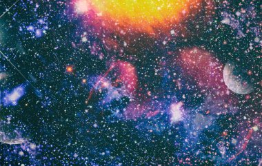 Yüksek çözünürlüklü yıldız alanı, renkli gece gökyüzü alanı. Nebula ve uzaydaki galaksiler. Astronomi kavramı arka plan. Nasa tarafından döşenmiş bu görüntünün elemanları