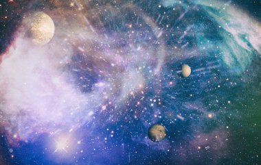 Yüksek çözünürlüklü yıldız alanı, renkli gece gökyüzü alanı. Nebula ve uzaydaki galaksiler. Astronomi kavramı arka plan. Nasa tarafından döşenmiş bu görüntünün elemanları