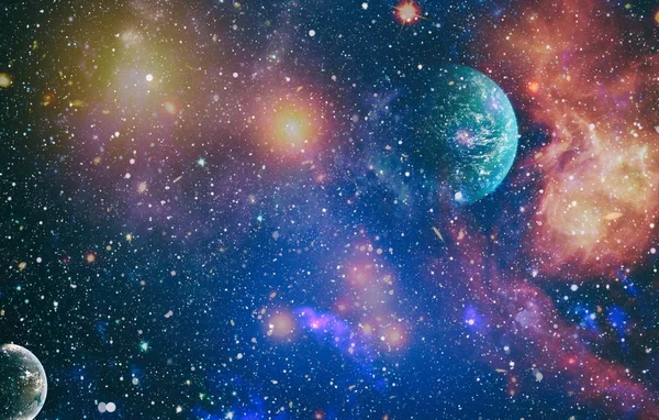 Fiery explosion in space. Colorful deep space. Universe concept background. Elements of this image furnished by NASA — 图库照片