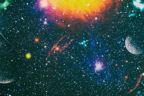 Explosão de fogo no espaço. Espaço profundo colorido. Concepção do universo. Elementos desta imagem fornecidos pela NASA — Fotografia de Stock