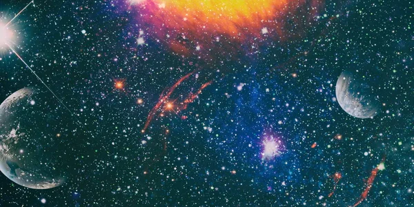 Fiery explosion in space. Colorful deep space. Universe concept background. Elements of this image furnished by NASA — 스톡 사진
